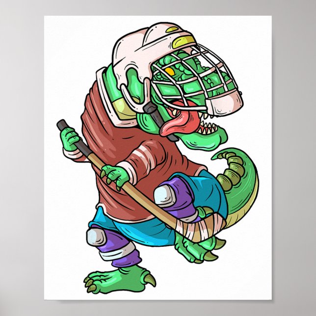 Poster Hockeysaurus Crianças T-rex Dinossauro Com P (Frente)