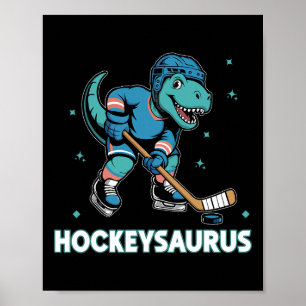 Poster Hockeysaurus Dinossauro Divertido Trex Hóquei Cria
