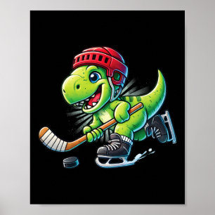 Poster Hockeysaurus Dinossauro Hóquei no Gelo Trex Menino