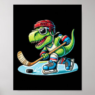 Poster Hockeysaurus Dinossauro Hóquei no Gelo Trex Menino