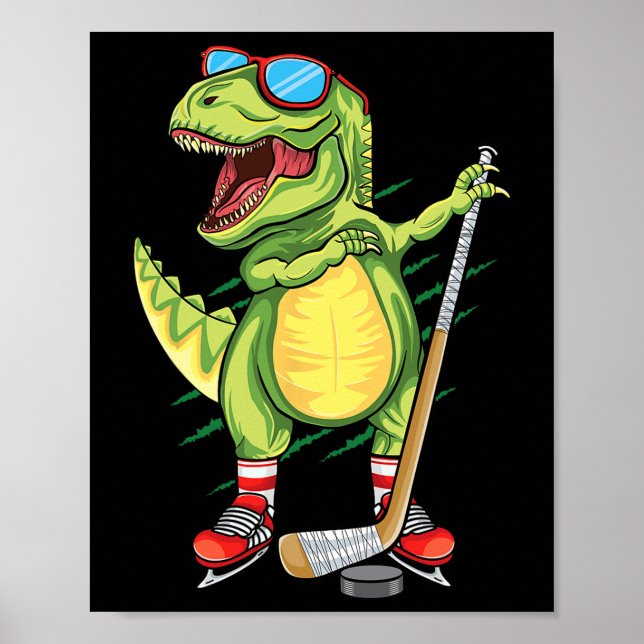 Poster Hockeysaurus Dinossauro Hóquei no Gelo Trex Menino (Frente)