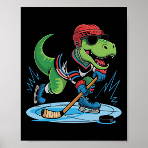 Poster Hockeysaurus T-rex Dinossauro de Hóquei 