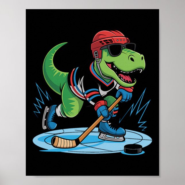 Poster Hockeysaurus T-rex Dinossauro de Hóquei  (Frente)