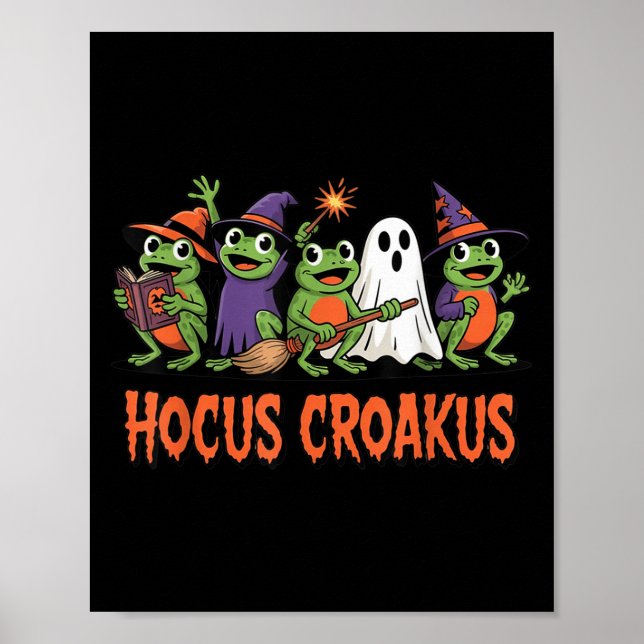 Poster Hocus Croakus Frog Halloween Magic Spell Funny Wit (Frente)