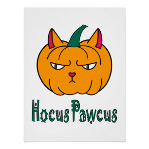 Pôster Hocus pawcus Halloween abóbora gengibre magia