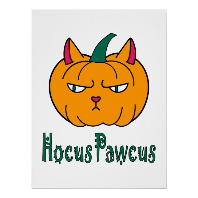 Pôster Hocus pawcus Halloween abóbora gengibre magia (Frente)