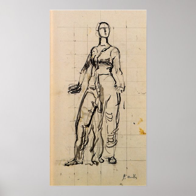Poster Hodler - Figura Drapada em Pé 1913 (Frente)