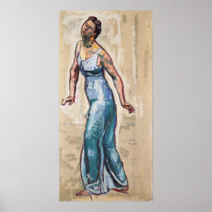 Poster Hodler - Figura Feminina Escorregadora Na Faixa Az