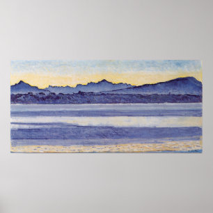 Poster Hodler - Lago Genebra Com Mont Blanc Na Manhã L...