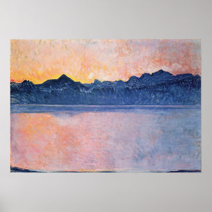 Poster Hodler - Lago Genebra, Mont Blanc, Morning Light 1