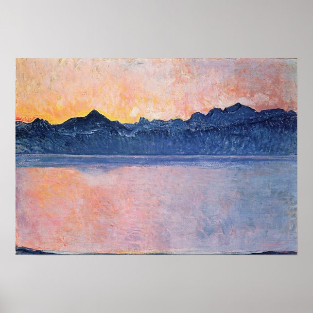 Poster Hodler - Lago Genebra, Mont Blanc, Morning Light 1 (Frente)