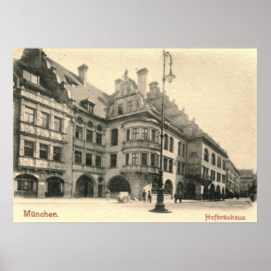 Pôster Hofbrauhaus, vintage 1900 de Munich, Alemanha