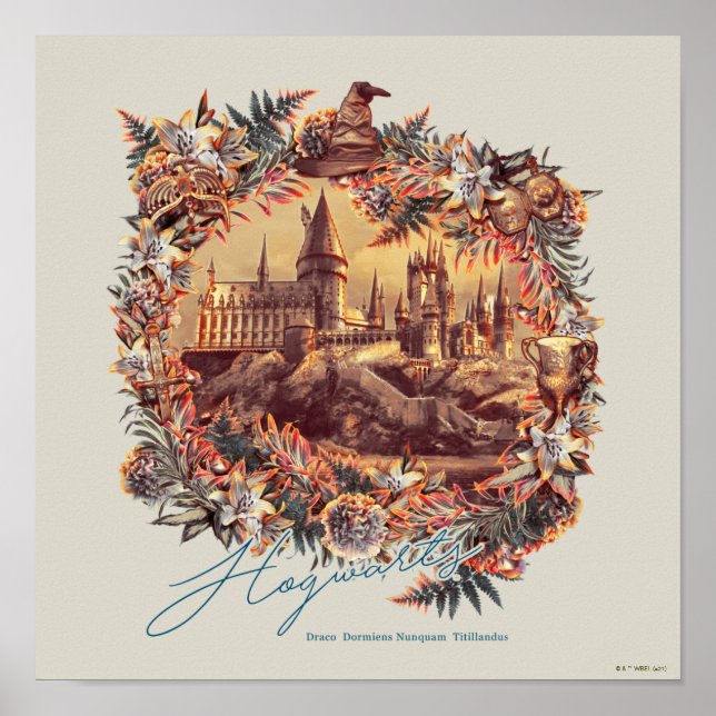 Poster HOGWARTS™ CASTLE Floral Graphic (Frente)