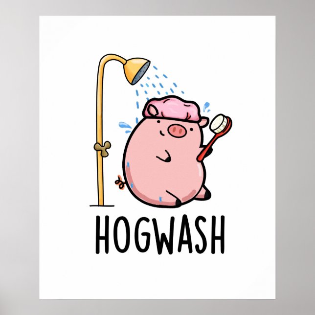 Poster Hogwash Funny Pig Pun (Frente)