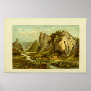 Poster Hohle Fels Cave Landscape Stream