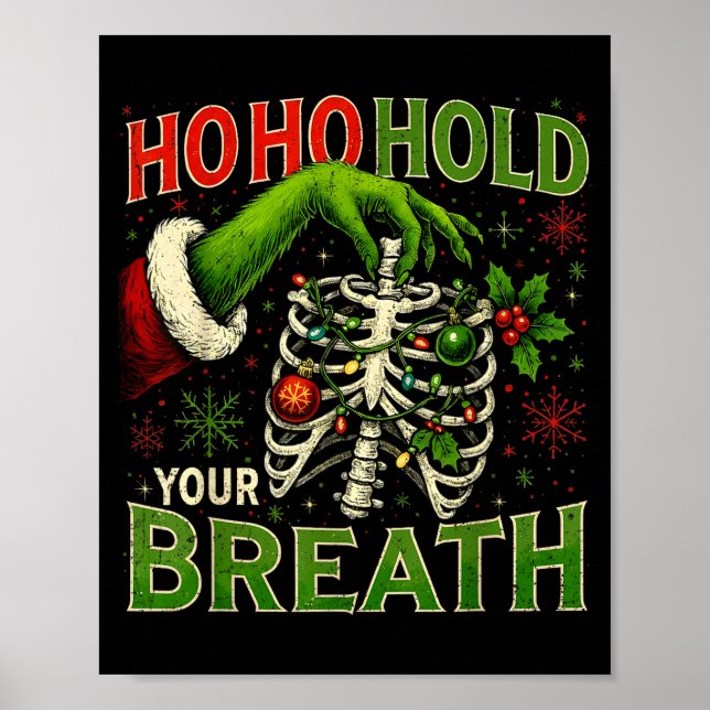 Poster Hoho Hold Your Breath Funny Nurse Christmas  (Frente)