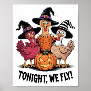 Poster Hoje À Noite Voamos Engraçados Galinha Spooky Seas
