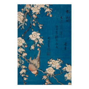 Pôster Hokusai Bullfinch e Galeria de CerejeirasHD