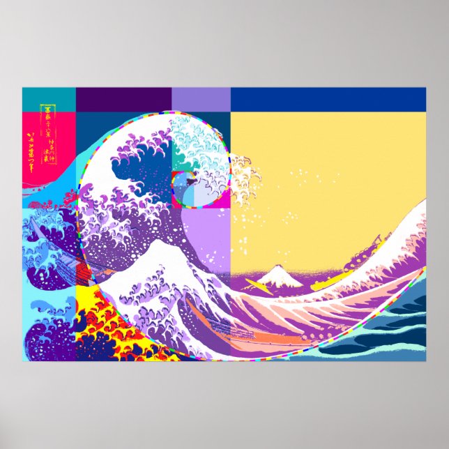 Pôster Hokusai Conhece Fibonacci, Estilo de Arte Pop (Frente)