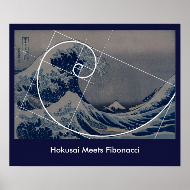 Pôster Hokusai Conhece Fibonacci, Rácio De Ouros (Frente)