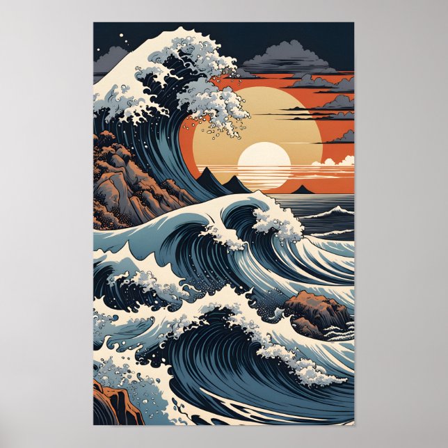 Poster Hokusai Japonês (Frente)