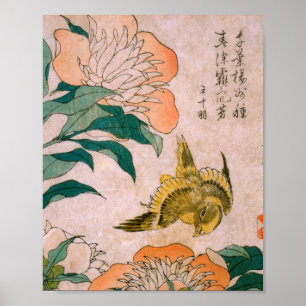 Poster Hokusai Katsushika - Peony E Canary