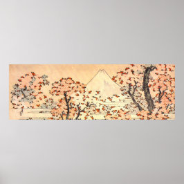 Poster Hokusai Mt Fuji com Árvores de Cereja em Bloom
