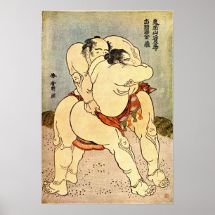 Poster Hokusai Sumo Wrestlers