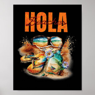 Poster Hola Beaches Funny Aloha Beach Family Summer Vacat
