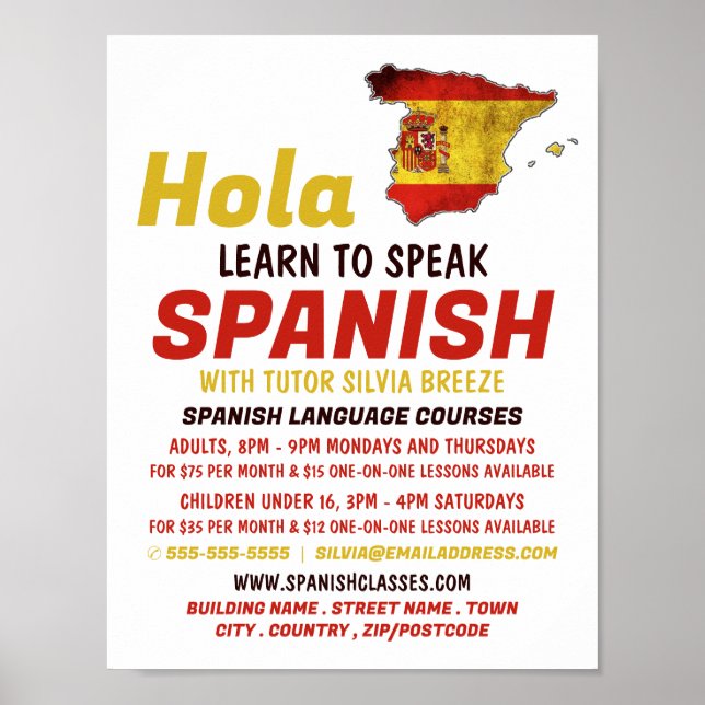 Poster Hola Espanhol, Curso de Língua Espanhola (Frente)