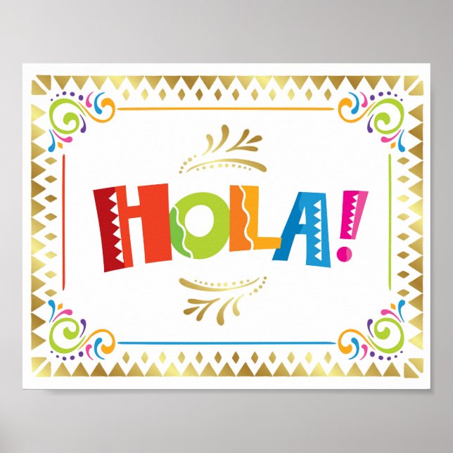 Poster HOLA! Fiesta Party Sign Print (Frente)