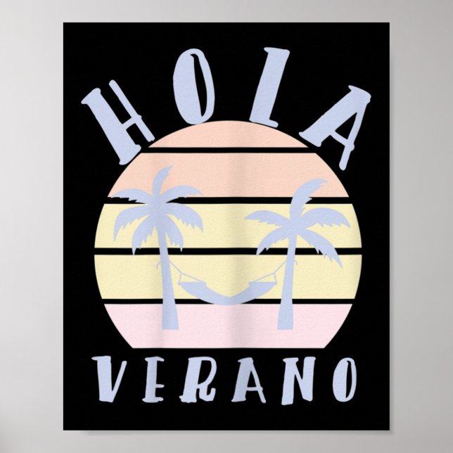 Poster Hola Verano Latino Hispânico Mãe Summer Beach Vaca (Frente)