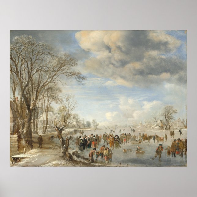 Poster Holanda do inverno - Aert van der Neer Fine Art Po (Frente)
