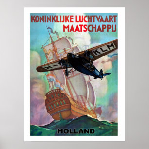 Poster Holanda, navio voador holandês e fantasma, vintage