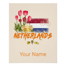 Holanda Vintage Holland Flag e Dutch Tulip