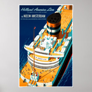 Poster holandês das viagens vintage restaurado