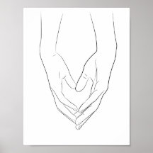 Holding Hands Heart Minimal Line Art Cute Simple