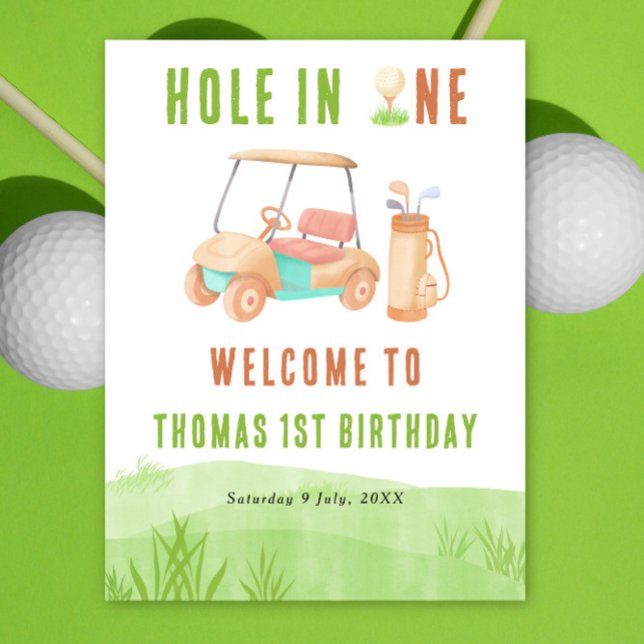Poster Hole In One Golf Welcome Birthday Party (Criador carregado)