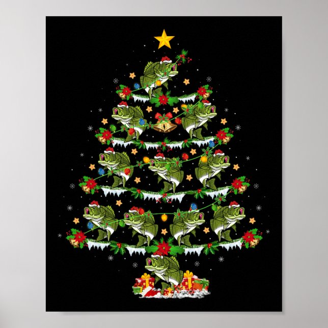 Poster Holiday Xmas Lighting Santa B Fish Christmas Tree  (Frente)