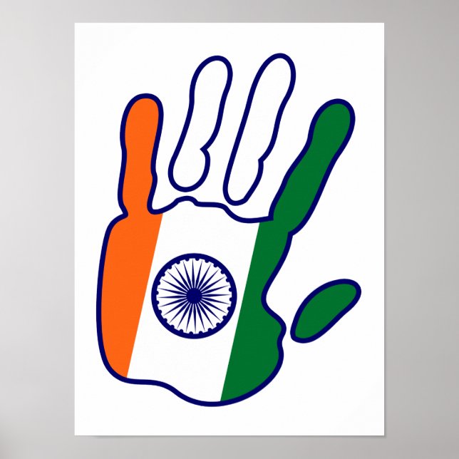Pôster HoliES - India Flag Hand - seja um fã (Frente)