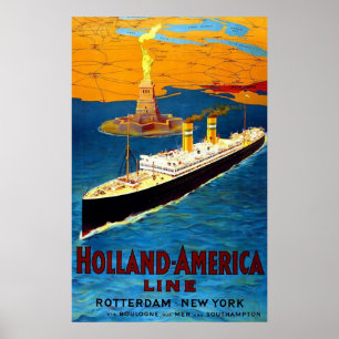 Poster Holland America Line Roterdão Nova Iorque