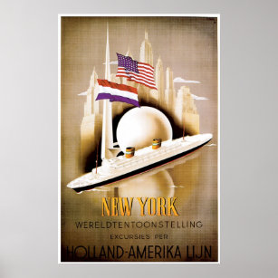 Pôster Holland America Line Vintage Ship Advertisement