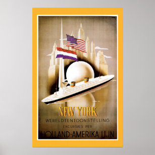 Poster Holland America Line Vintage Ship Advertisement Po