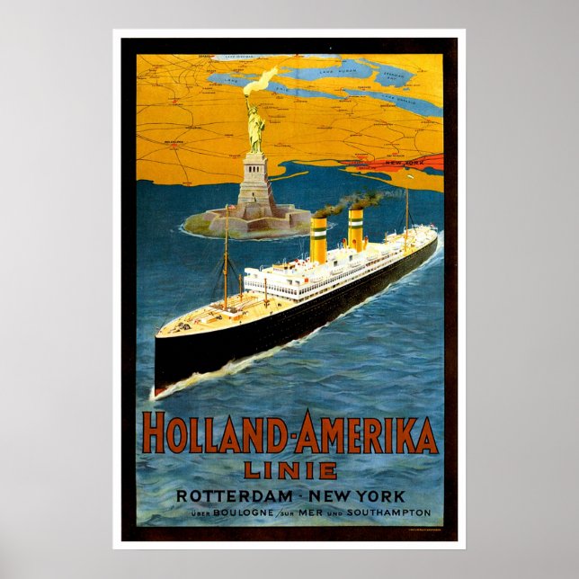 Pôster Holland Amerika Line Vintage Ship Advertisement (Frente)