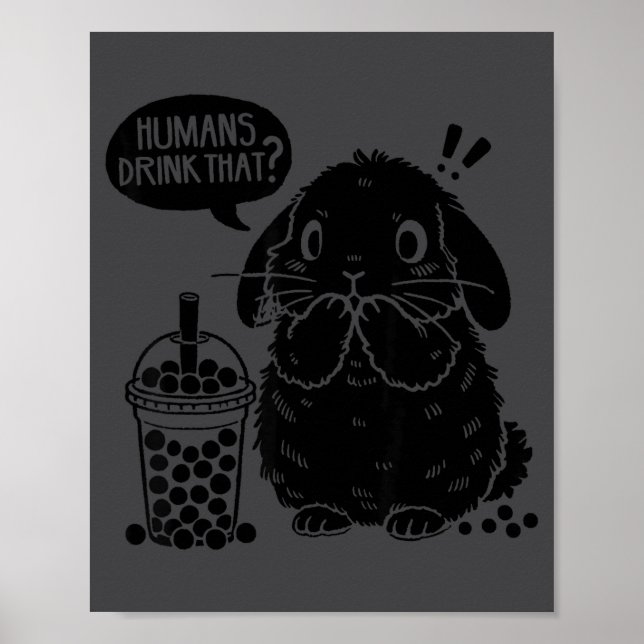 Poster Holland Lop Rabbit And Boba Tea Funny Bunny Bubble (Frente)