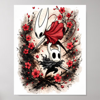 Poster Hollow Knight Hornet Flor de Cerejeira Arte de Jog