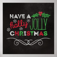 Holly Jolly Christmas Rustic Chalkboard