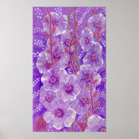 Hollyhock Mallow Malva Purpe Floral Violeta