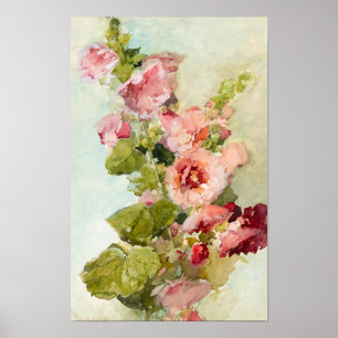 Poster Hollyhocks por Franz Bischoff