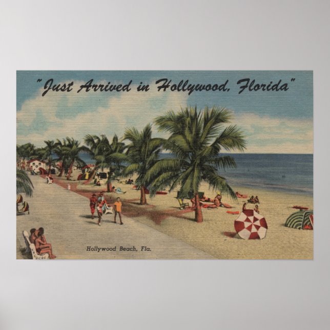 Poster Hollywood Beach, Florida - View of Beach (Frente)